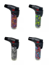 4 Pack Jumbo 4" Single Jet Flame Torch Gun Lighter Refillable Lockable Skull