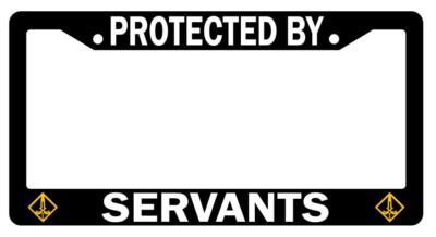 Protected By Servants (Saber) Black Plastic License Plate Frame Fate
