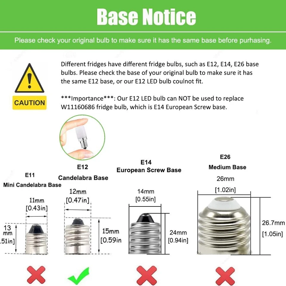 E12 Dryer LED Light Bulb for Dryer Drum and Specific 120V S6 Water Dispenser - Image 4 of 4