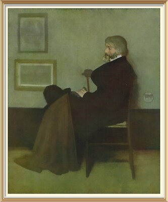 Original alte Lithographie von WHISTLER Kunstdruck Portrait THOMAS CARLYLE Schottisch