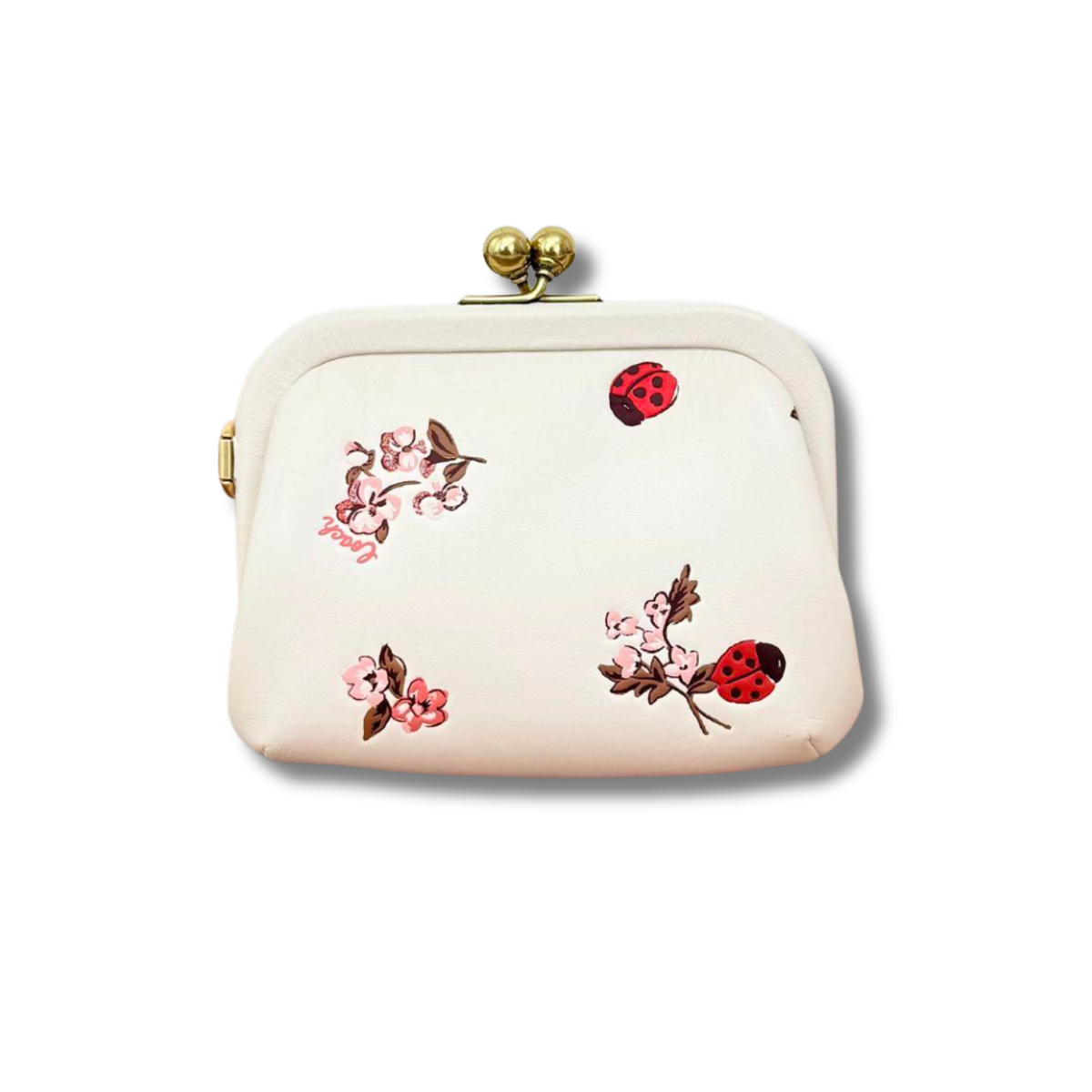 COACH Coin Case Nora Kisslock Wallet Ladybug Floral White Japan