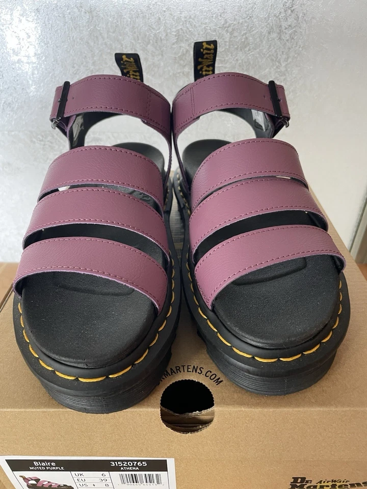 Sandalias planas de cuero Dr. Martens Blaire púrpura apagado talla 8 para mujer Foto 3 de 4