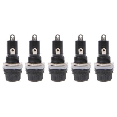 5 Pcs Panel Mount Chassis Fuse Holder for 5x20mm Glass Fuses 10A 250V