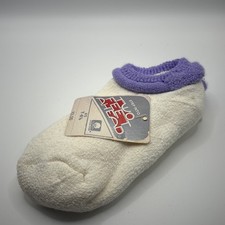 Womens Socks VTG Dark Purple Cotton Blend Roll Top-Down Ankle 7-8.5 80s 90s NOS