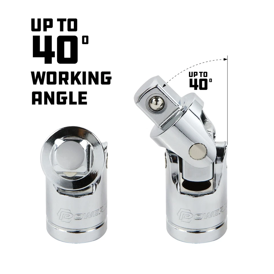 Powerbuilt 3 Pc. Universal Joint Set, 1/4 in., 3/8 in., and 1/2 in. Drive - Image 4 of 4