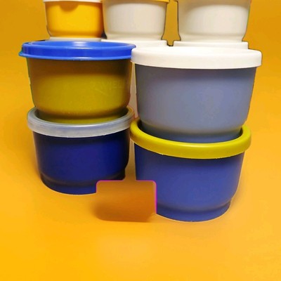 4x TUPPERWARE  Kunterbunt Kleine Runde Dosen Und Deckel Wichtel