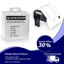 180 PER ROLL 4.07x6.4" Large Shipping Labels DK-1247 Fits For Brother QL-1110NWB