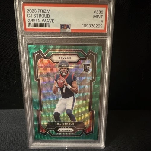 Panini 2023 Prizm C.J. Stroud #339 Green Wave Rookie PSA 9 Houston Texans