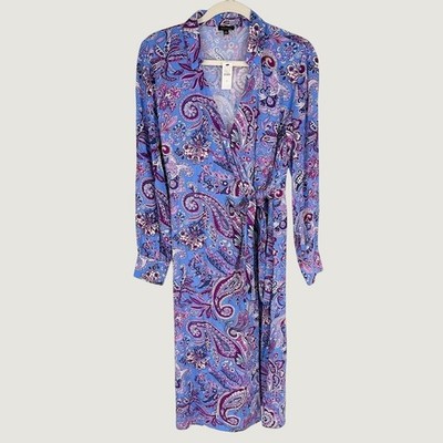 boho shift dresses NEW Talbots Wrap Dress Womens 6 Blooming Paisley Midi Preppy Office high heels