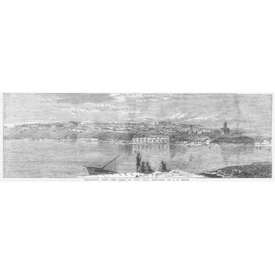 KRIMKRIEG Sewastopol vom Kai von Fort Paul - antiker Druck 1855