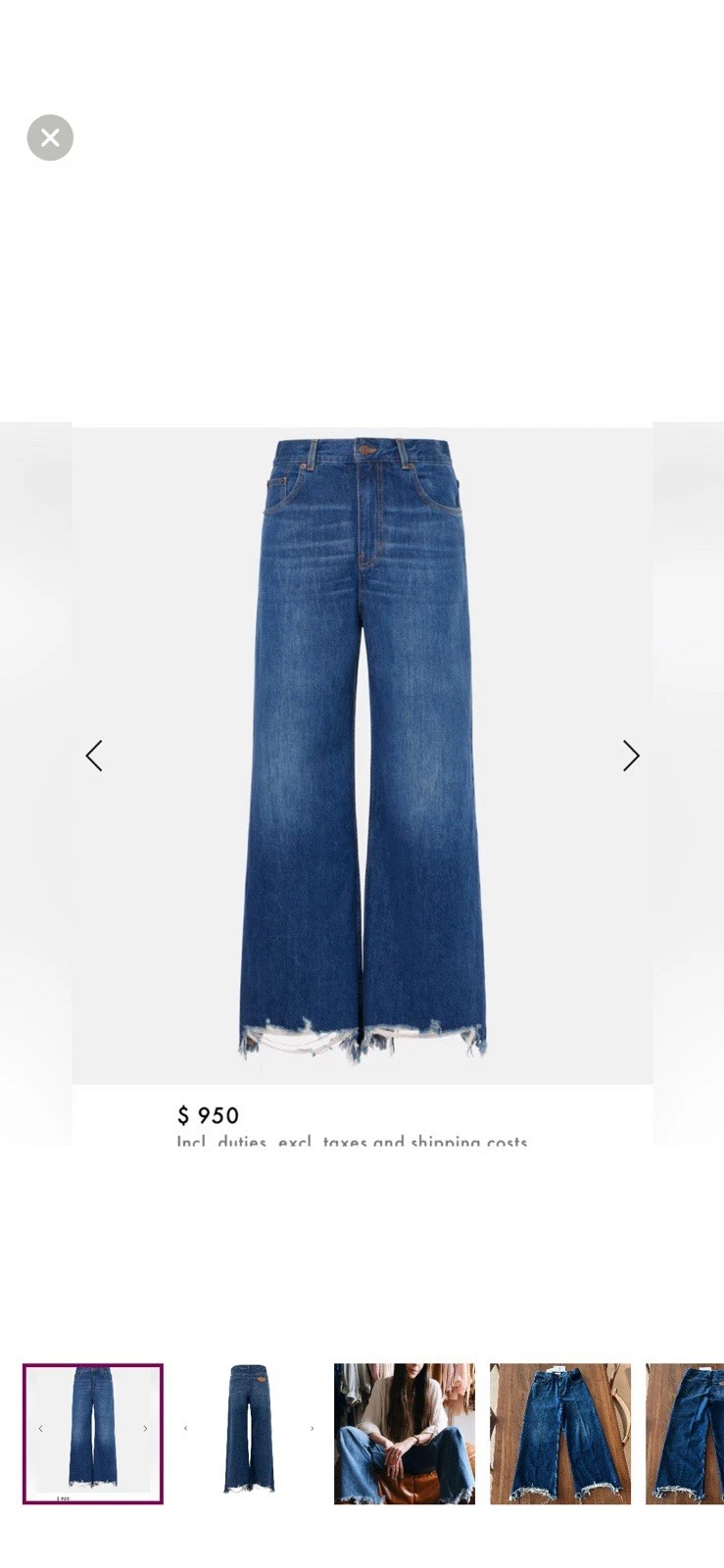 Chloe — $950 Authentic Chloe dark blue Frayed Wide Leg Jeans Sz 29