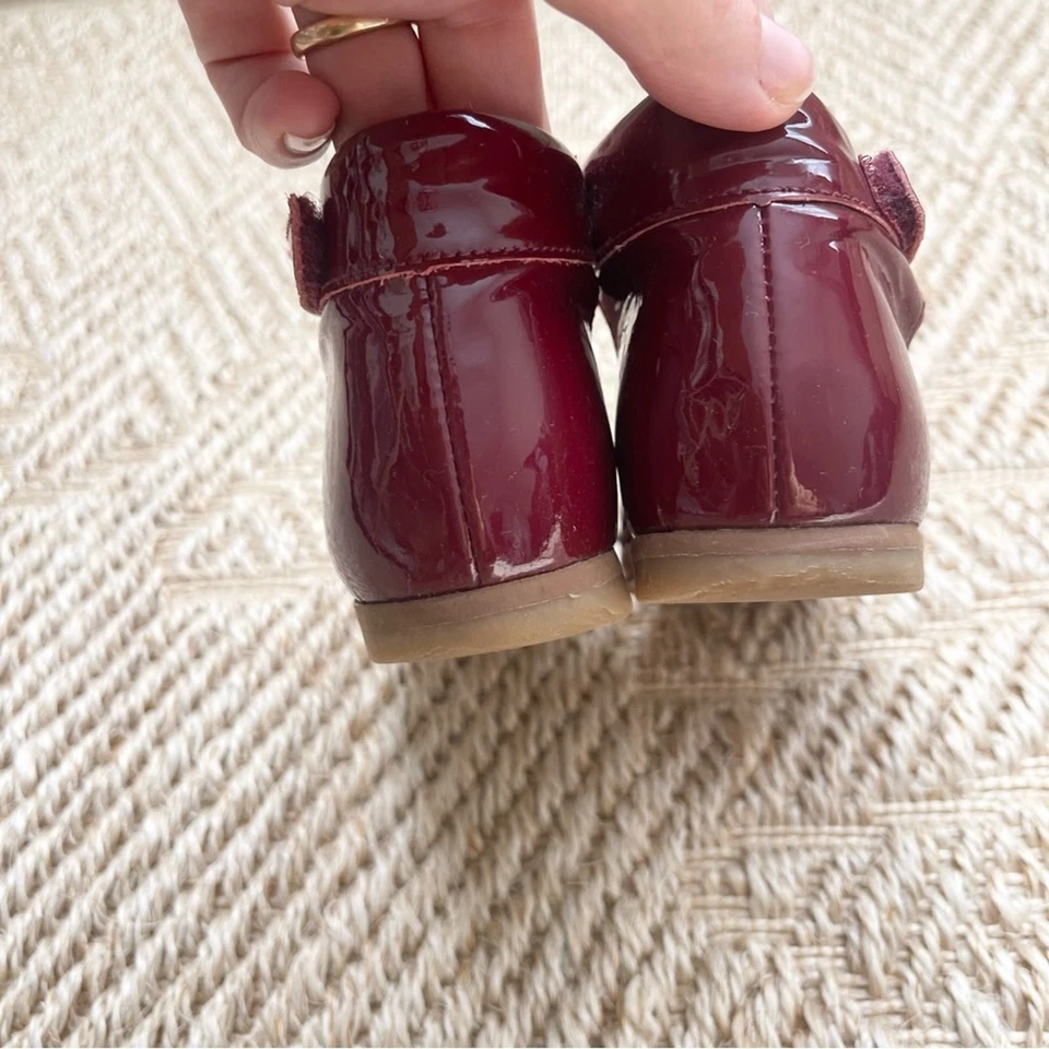 Zapatos de vestir Jacadi borgoña charol correa en T niños pequeños niñas talla 8 Foto 3 de 4