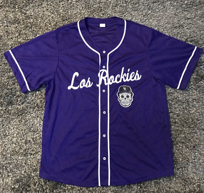 Colorado Rockies Jersey Mens Large Purple MLB Hispanic Heritage Los Rockies SGA
