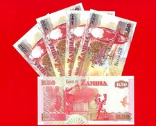 5x  ZAMBIA 50 KWACHA 2008 UNC