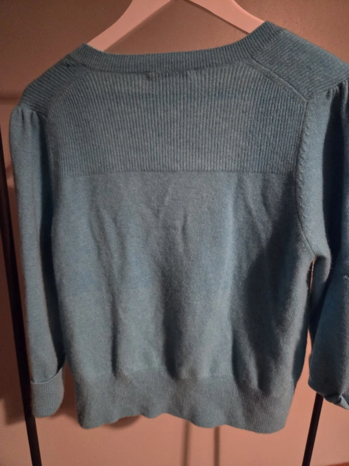 Marks And Spencer M & S cashmere Light Blue Soft Wool Cardigan Top Boho Size 16 - Image 4 of 4