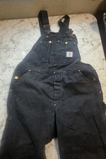 Vintage Carhartt Black Duck Double Knee Bib Overalls Size 40x30 USA
