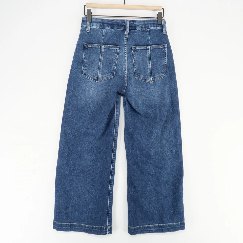 Kut From The Kloth Meg Wide Leg Jeans Womens 2 Blue High Rise Button Fly Pintuck - Image 3 of 4