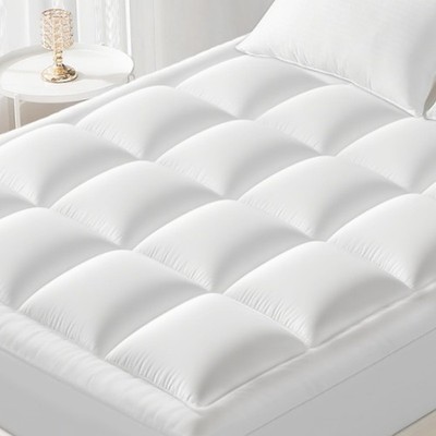 Queen Size Cooling Mattress Topper, 600GSM Thick Pad, 8''-21'' Pocket, White