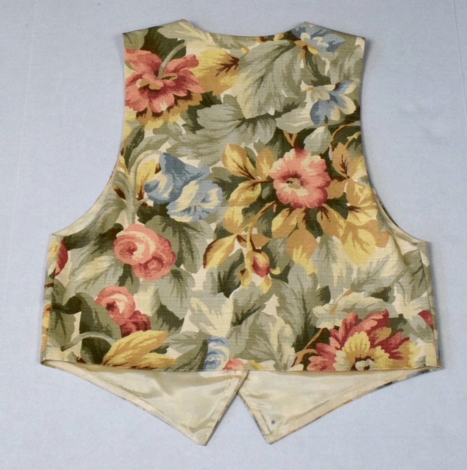 Vintage Vest Facets by Mirrors Size M 80s Floral Cotton Tapestry Made USA - Image 2 of 4