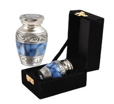 Keepsake Miniature Cremation Ashes Engraved Urn Blue Cloud Fully Personalised