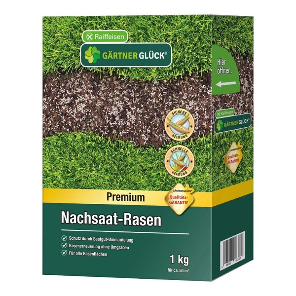 Raiffeisen GÄRtnerglÜCk Premium Nachsaat‑Rasen 1 Kg Rasenreparatur Garten-image