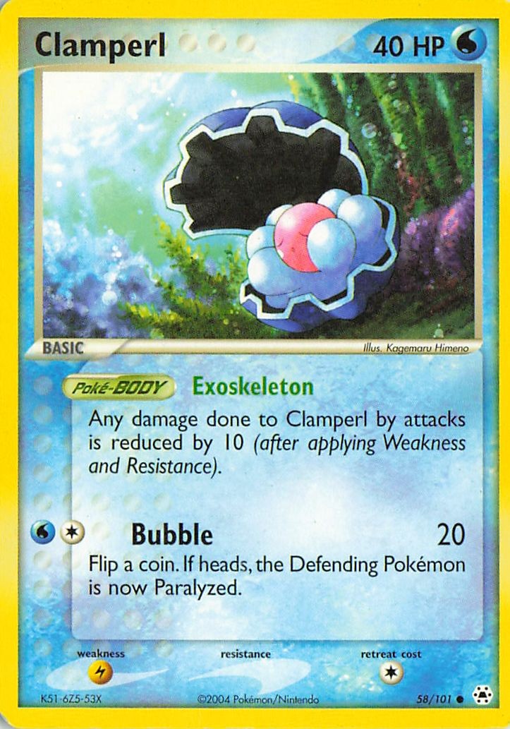 Clamperl 58/101 Common Hidden Legends Pokemon Moderately Played