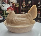 Westmoreland Almond Milk Glass Hen On Nest Vintage Large