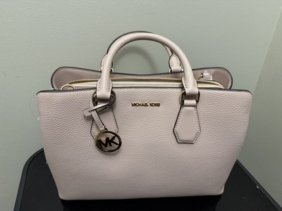Michael Kors Camille Soft Pink Large Satchel Bag with Gold Hardware & Logo Charm