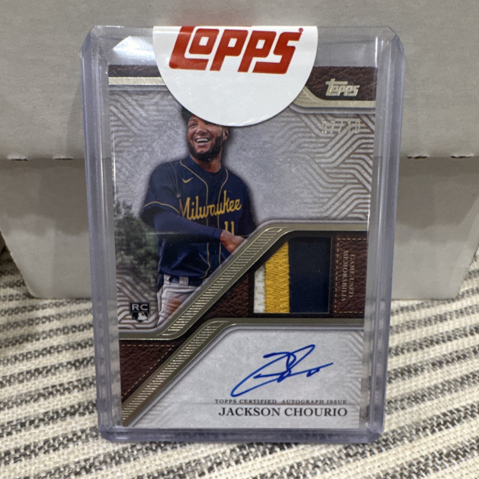 Topps 2024 Update Jackson Chourio RC Reverence /10 Auto Patch #TRAPU-JCH Brewers
