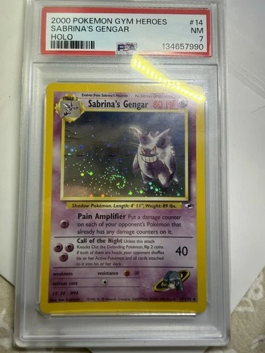 *2 SWIRLS *  Pokémon Sabrina's Gengar Gym Challenge Holo Card 14 Unlimited Psa 7