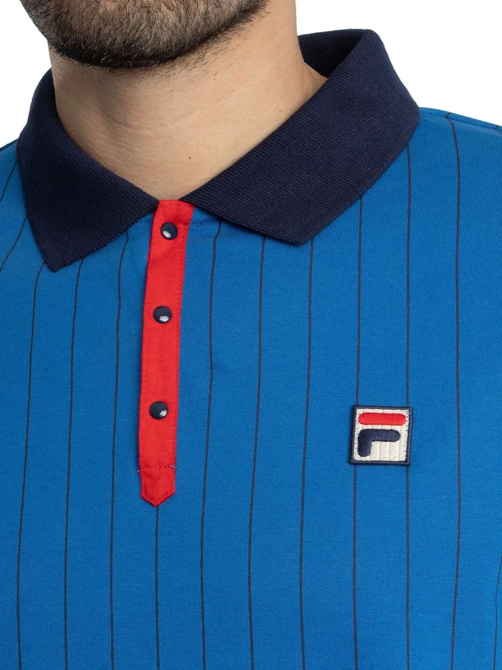 Fila de los hombres Polo clásico a rayas vintage BB1, Azul - Imagen 4 de 4