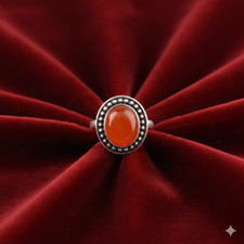 Valentines Sale 925 Silver Oval Genuine Carnelian Handmade Boho Band Mother Ring