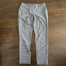 Tommy Hilfiger Women's Plaid Work Pants Size 6 Grey Slim Fit Trousers Slacks