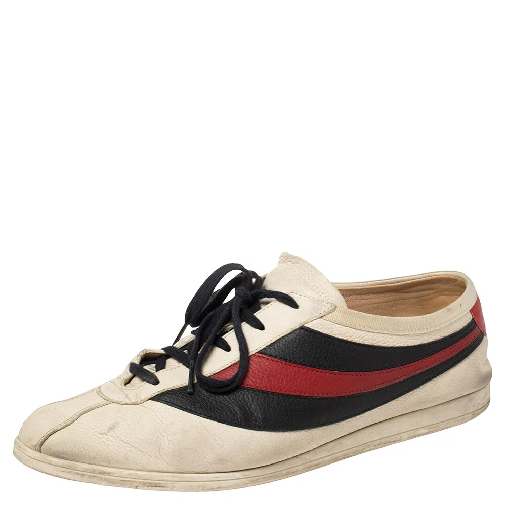 Baskets Falacer en cuir blanc/bleu Gucci taille 44