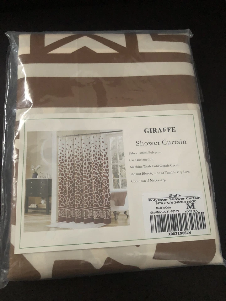 Safari Giraffe Print Bathroom Shower Curtain Brand New 54”W 72”H 11424S1D - Image 3 of 4