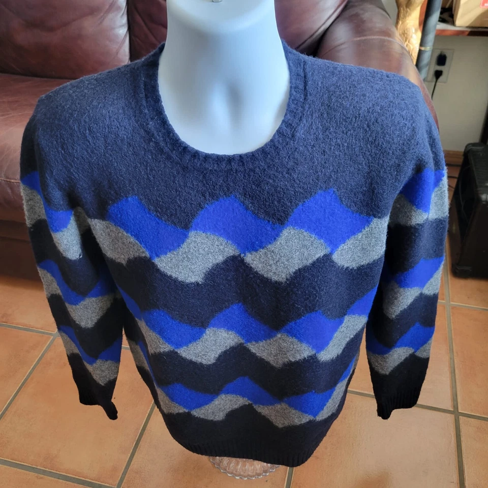 Suéter Drumohr 100% Lana de Cordero Estampado Cuello Redondo 52 M/L Italia $595 Foto 3 de 4