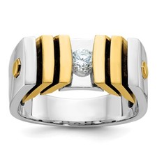 14k Two-tone Mens 1/3 Ct Diamond Wedding Ring