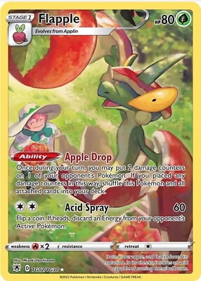 Pokémon Karte Flapple TG02/TG30 Trainer Gallery Ultra Rare Mint Pulled 22/4/23