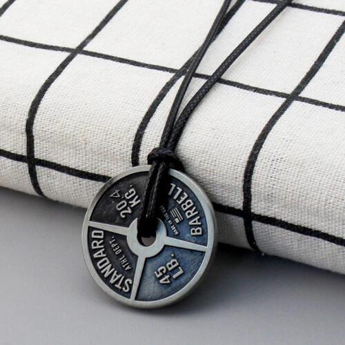 Men's Fitness Gym Necklace Weight Plate Barbell Dumbbell Pendant Weightlifting