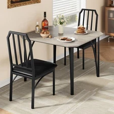 Modern Dining Table Set for 2, Kitchen Table and Chairs for 2 with Padded Seats