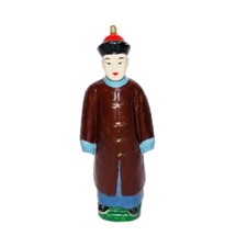 Vintage Chinese Gentleman Figurine Hand Painted Multi-Colored 1" Wx1" Lx6 1/2" H