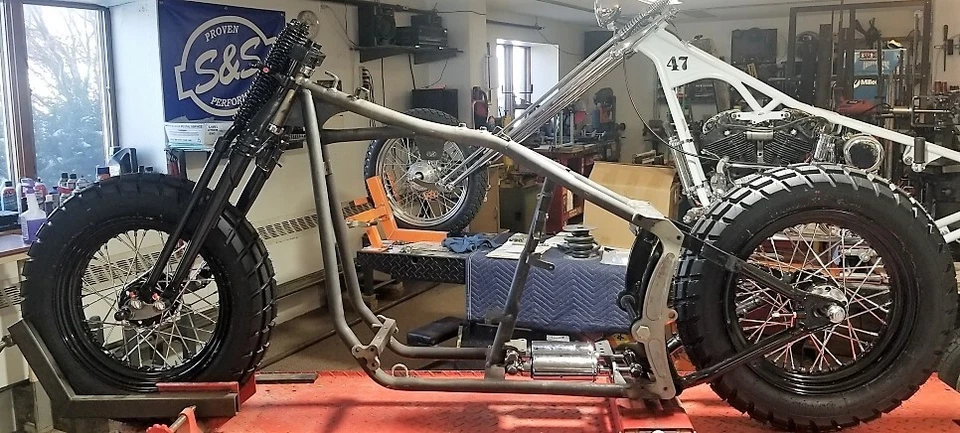 Black Adventure Bobber Softail Frame Antique Springer Rolling Chassis Kit - Image 2 of 4