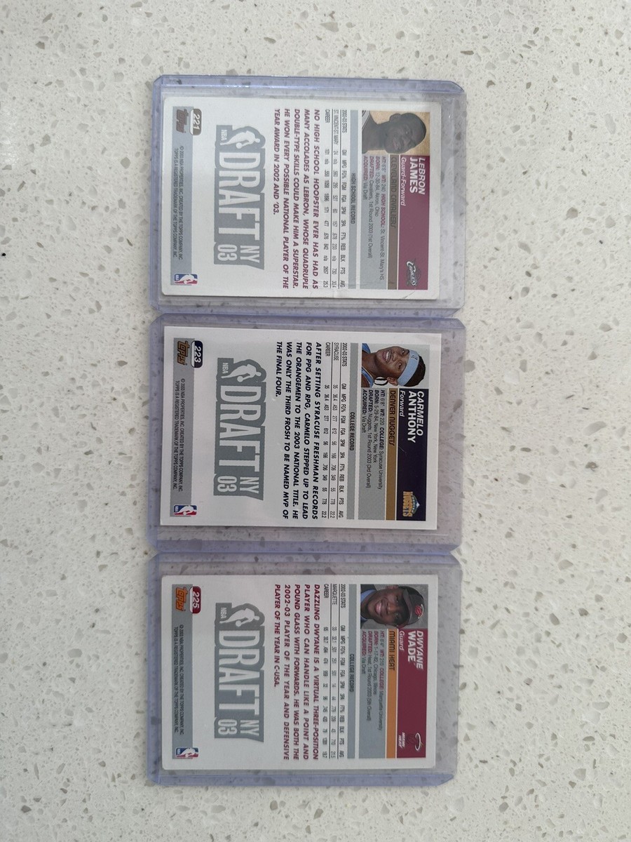 2003 Topps Lebron James, Dwayne Wade & Carmelo Anthony - Draft