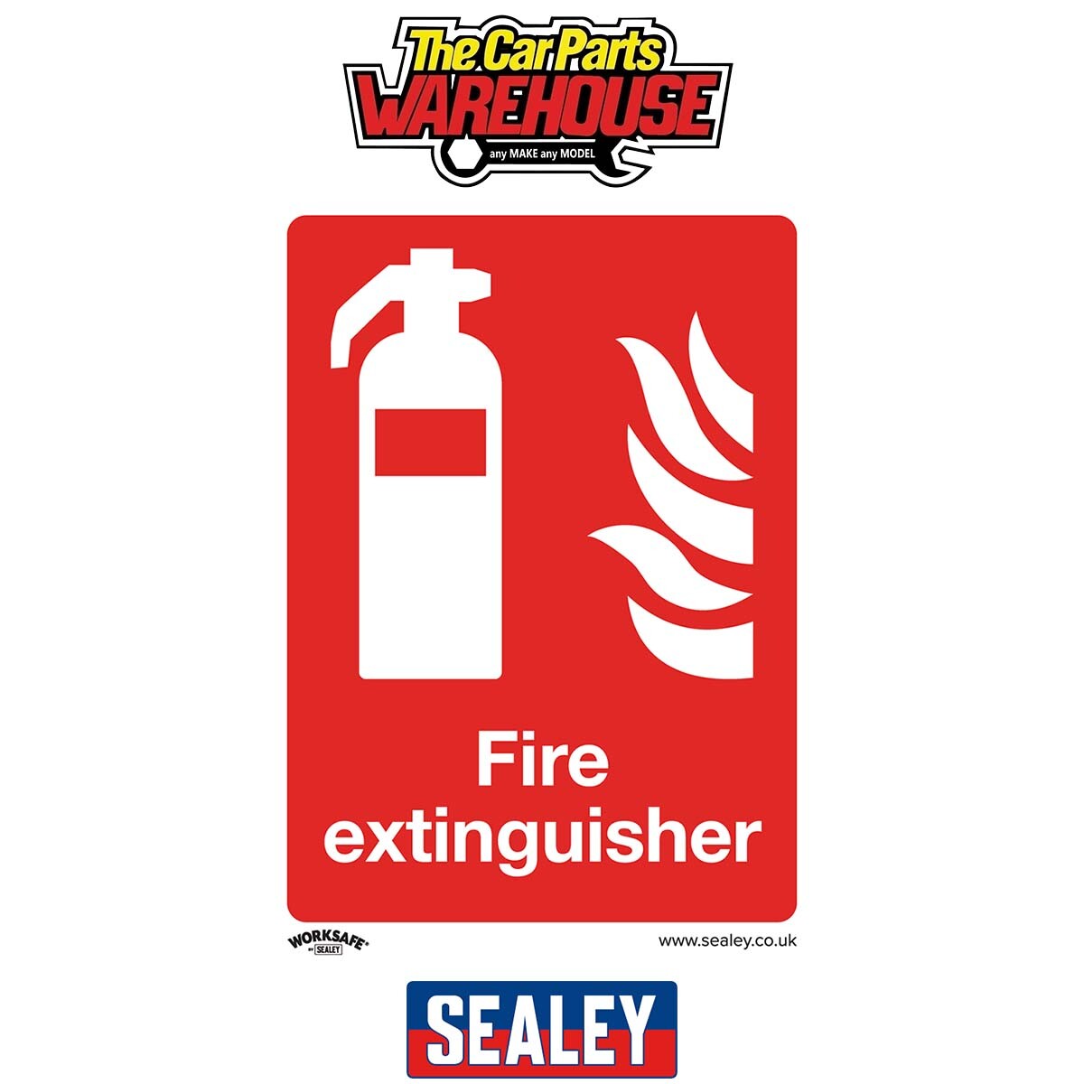Sealey SS15P10 Worksafe Fire Extinguisher Safety Sign, Rigid Plastic - Pac