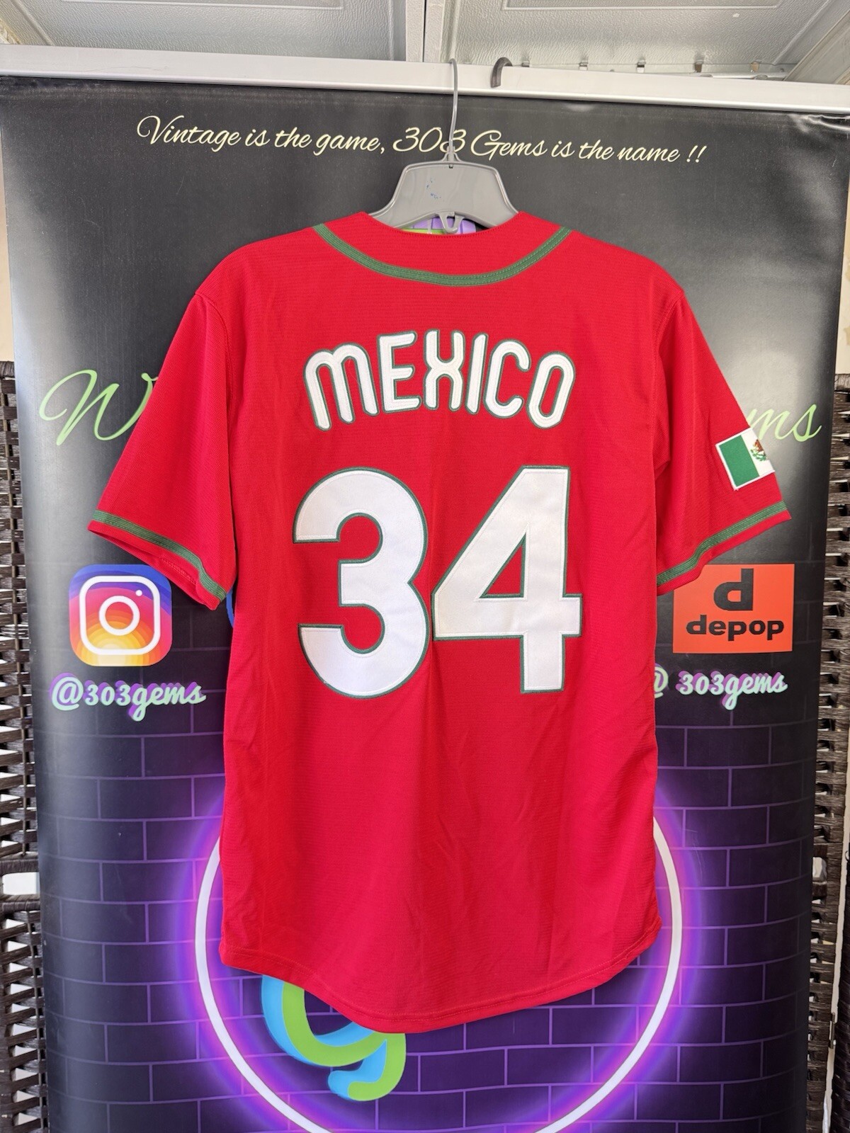 Mexico #34 STITCHED Red Baseball Style Jersey