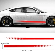 Red Racing Sport Car Stickers Side Skirt Stripes Graphics Vinyl Decal Waterproof