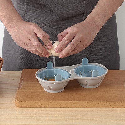 Microwave Oven Double Layer Egg Cooker Heat Resistant Microwave Oven Egg Coo~J~