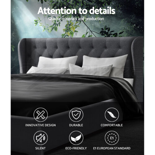 Artiss Bed Frame King Size Gas Lift Storage Mattress Base Wooden Charcoal ISSA - Picture 3 of 11