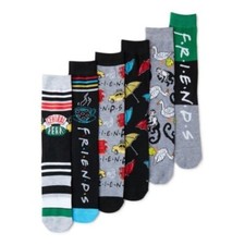 Friends 6 Pack Mens Size 8-12 Casual Crew Socks Central Perk Logo  Show Icons
