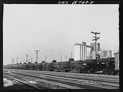 Hammond, Indiana. A train of tank cars on Michigan Central Railroad tracks